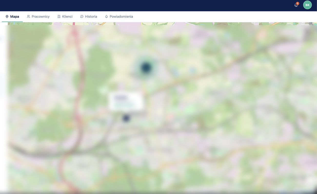 Mapa na żywo — panel koordynatora